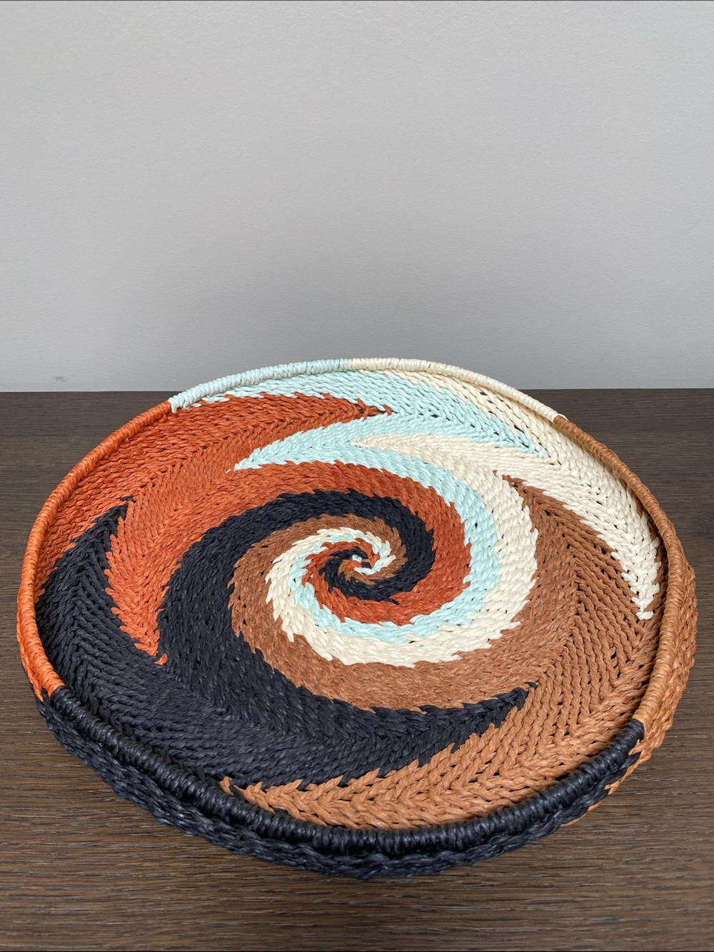 Handwoven 18” Decorative Tray Basket Multi-Color